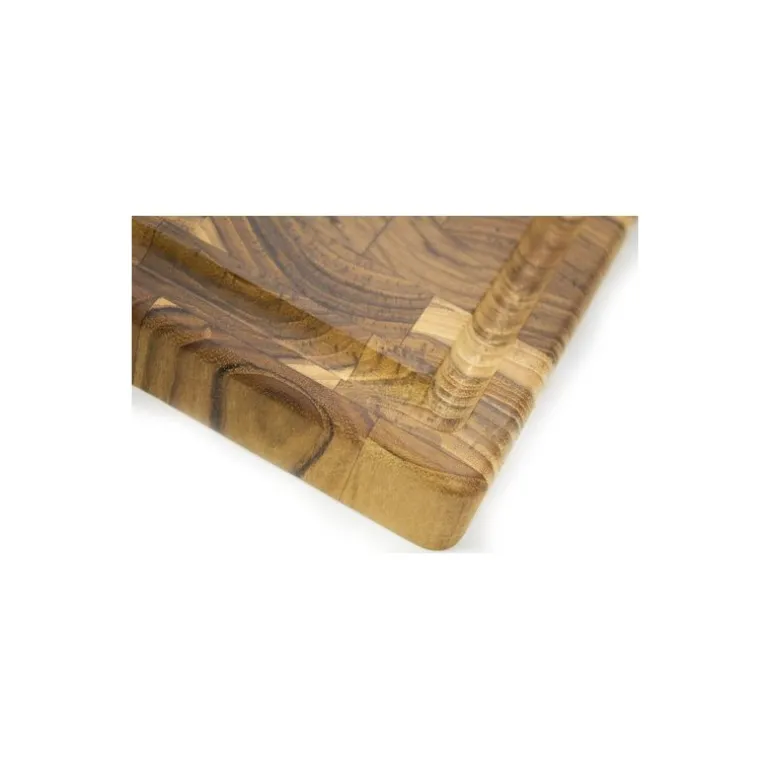 Billot bois de bout avec rigole teck Stolf 44 x 29,5 x 3,2 cm