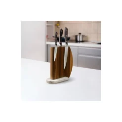 Bloc couteaux magnétique "Carrara" noyer