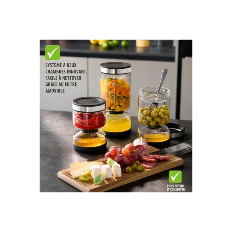 Bocal à cornichons avec séparateur verre 900 ml
