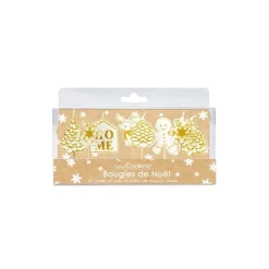 Bougie décoration de Noël dorée - par 8