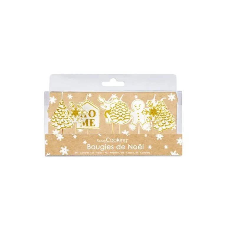 Bougie décoration de Noël dorée - par 8