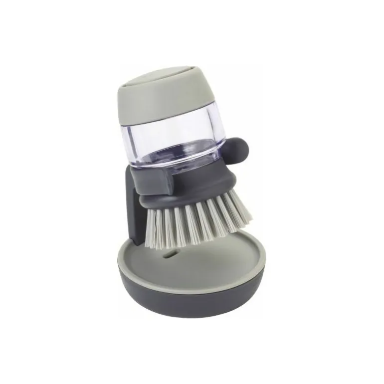 Brosse à vaisselle avec réservoir et porte brosse gris