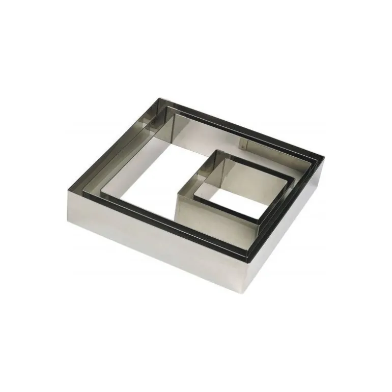 Cadre à pâtisserie carré inox 8 x 8 x 4,5 cm