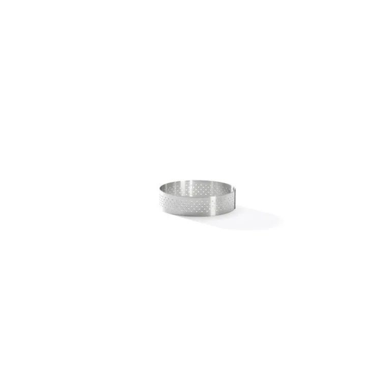 Cercle à tarte perforé bord droit inox Ø 7,5 x 2 cm
