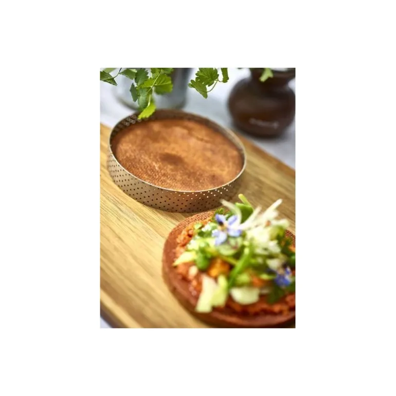 Cercle à tarte perforé bord droit inox Ø 20 cm