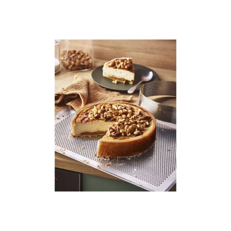 Cercle à tarte perforé bord droit inox Ø 24 cm