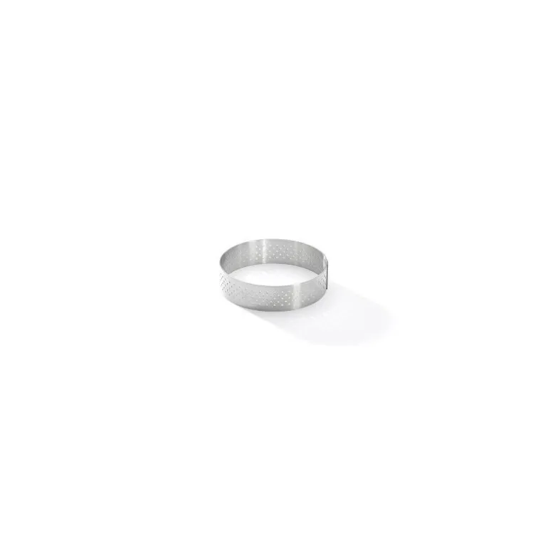 Cercle à tarte perforé bord droit inox Ø8,5 x 2 cm