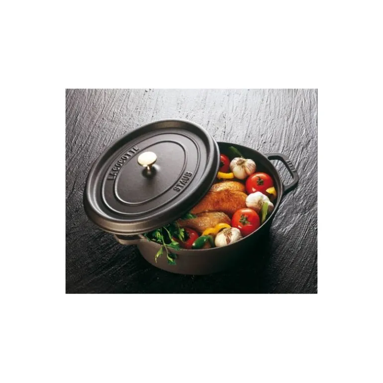 Cocotte en fonte ovale noire 37 cm