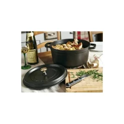 Cocotte en fonte ovale noire 33 cm