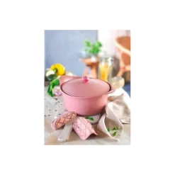 Cocotte fonte d'aluminium rose guimauve Ø 24 cm