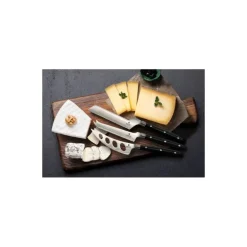 Coffret 3 couteaux à fromage manche noir Edelweiss