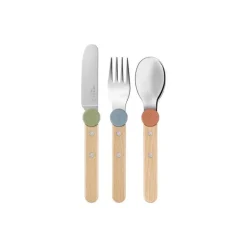 Coffret Le Petit Gourmet couverts clipsables bois et inox