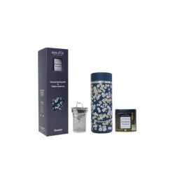 Coffret théière isotherme fleurs bleu 40 cl + thé noir bergamote 25 g