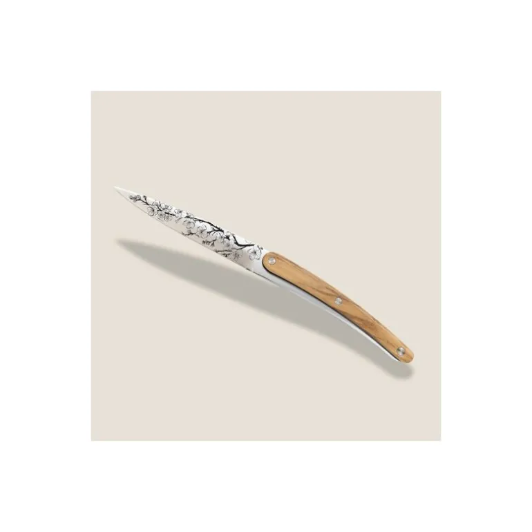 Couteau de table Deejo imitation bois d'olivier Sakura - par 4