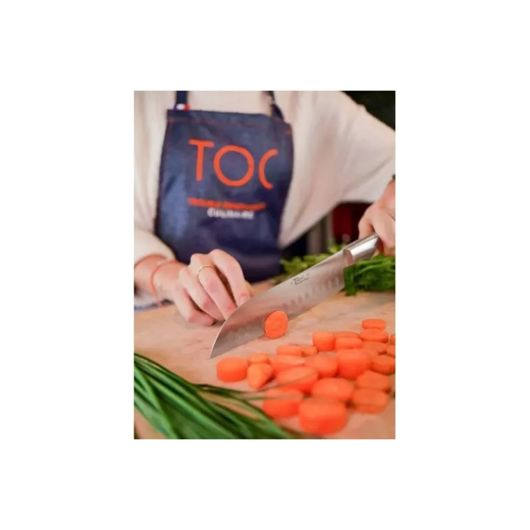 Couteau santoku alvéolé Le Thiers bois de cade 17 cm