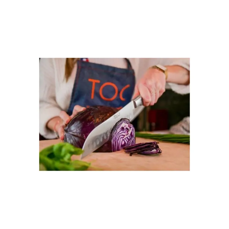 Couteau santoku alvéolé Le Thiers bois de cade 17 cm