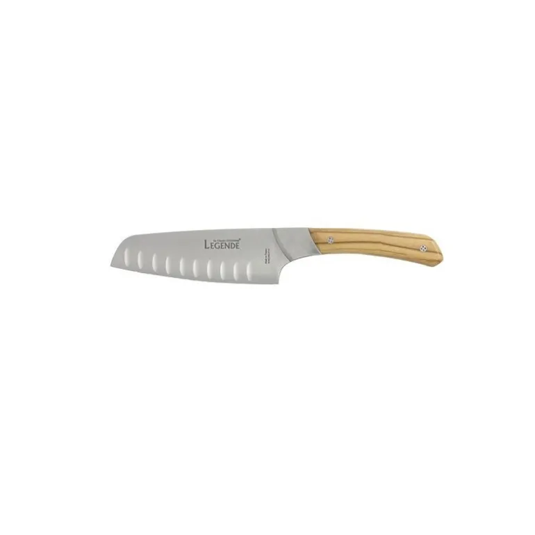Couteau Santoku alvéolé Légende bois d'olivier 13 cm