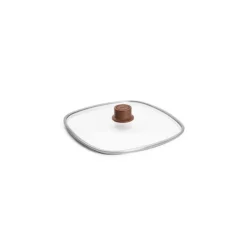 Couvercle en verre de sécurité bouton bois 28 x 28 cm