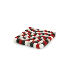 Dessous de plat Lana carré rouge noir blanc 21 x 21 cm