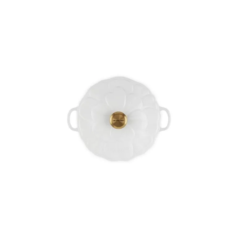 Faitout fonte émaillée pétales blanc ø 26 cm