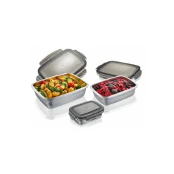 Lot de 3 boîtes de conservation en inox 0,4 L - 1,1 L - 1,8 L