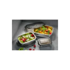 Lot de 3 boîtes de conservation en inox 0,4 L - 1,1 L - 1,8 L