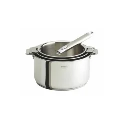 Lot de 3 casseroles Casteline inox avec poignée amovibles