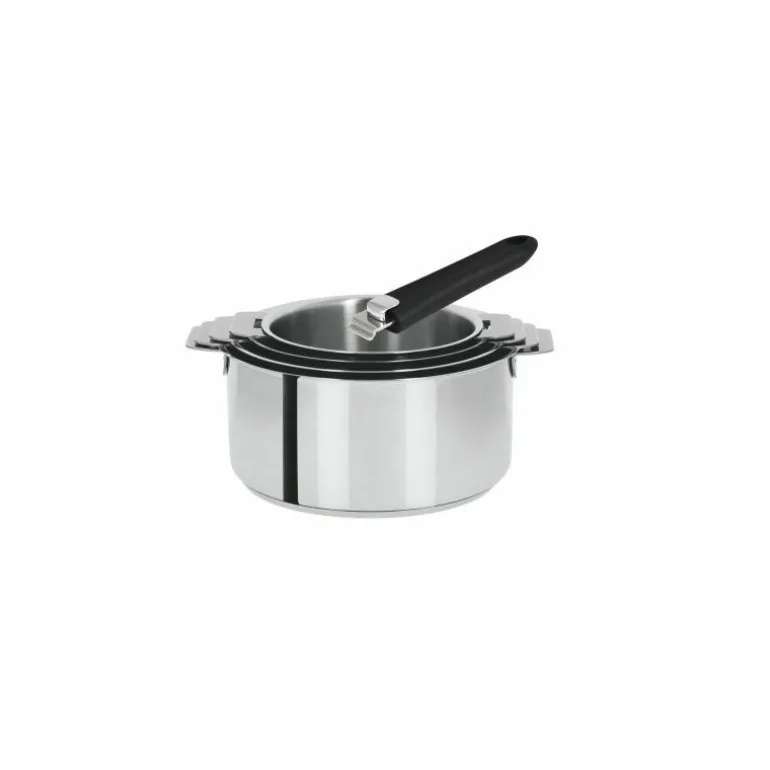 Lot de 4 casseroles Mutine Amovible inox avec 2 poignées