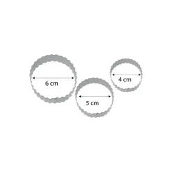 Lot de 3 emporte-pièces inox rond cannelé de 4, 5 et 6 cm