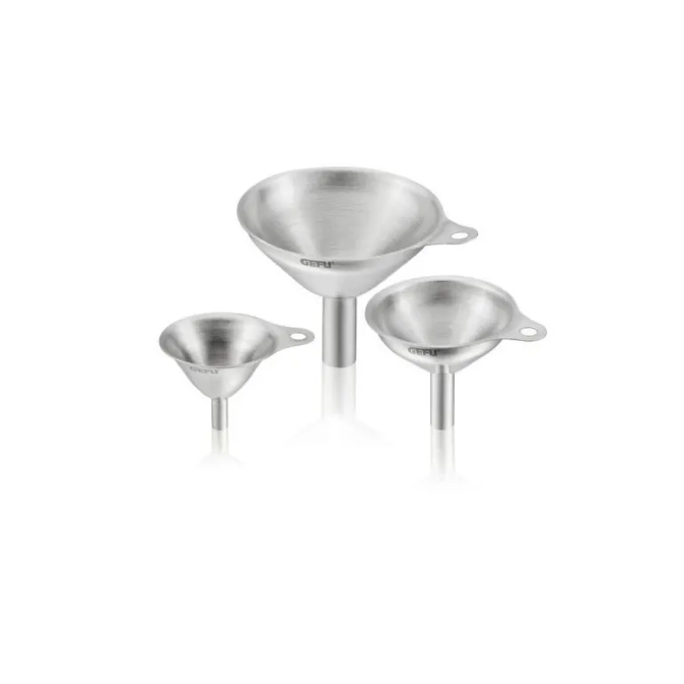 Lot de 3 mini entonnoirs ø 7,5 + 5,5 + 4,5 cm inox