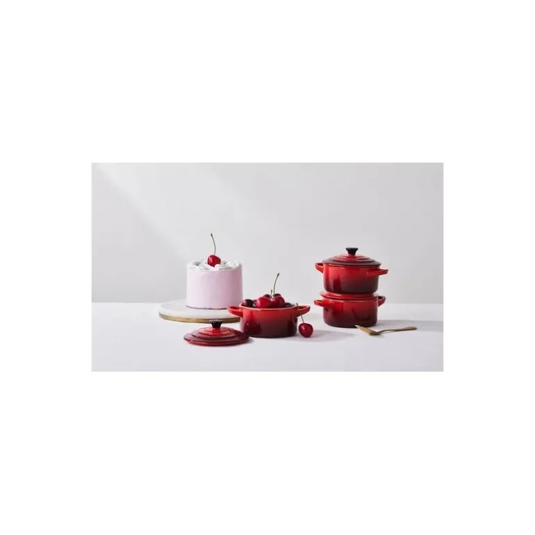Mini cocotte en céramique ronde cerise ø 10cm