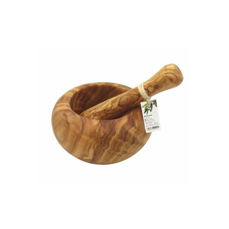 Mortier et pilon bois d'olivier 15 cm