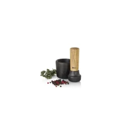 Mortier et pilon en fonte et bois d'acacia Ø 6,2 cm
