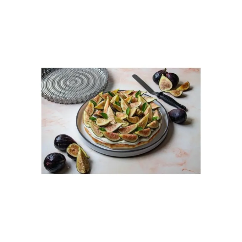 Moule à tarte fond amovible inox perforé ø 28 cm