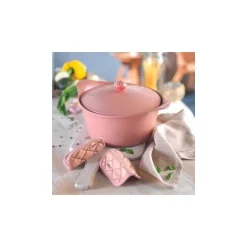 Paire de maniques coton rose guimauve