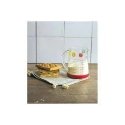 Pichet doseur verre et silicone rouge 1L