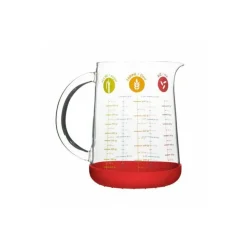 Pichet doseur verre et silicone rouge 1L