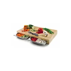 Planche à découper bois 2 bacs récupérateurs