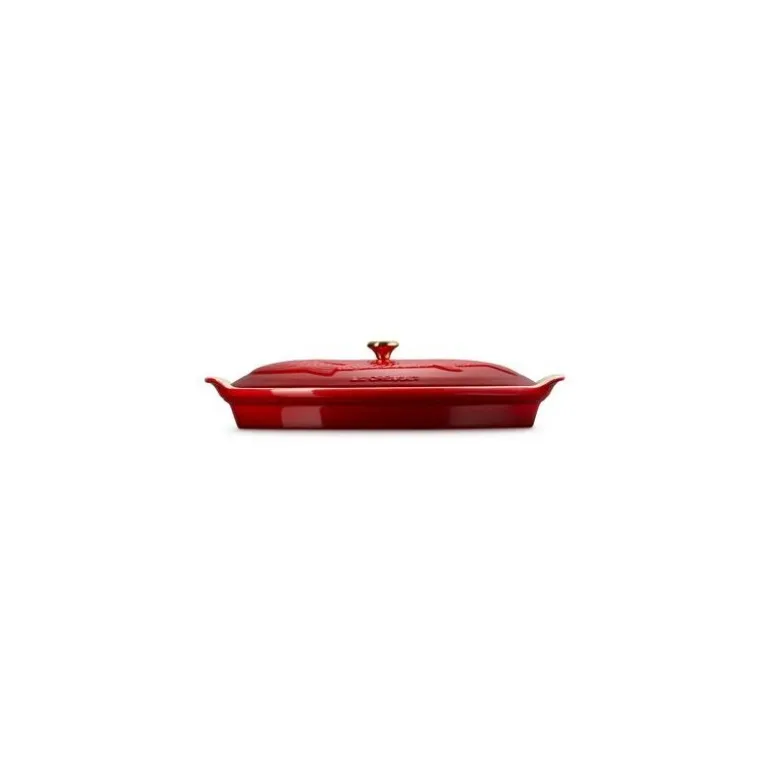 Plat à poisson céramique avec couvercle ovale cerise 34 cm