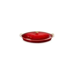 Plat à poisson céramique avec couvercle ovale cerise 34 cm