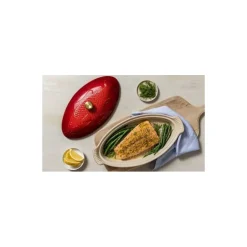 Plat à poisson céramique avec couvercle ovale cerise 34 cm