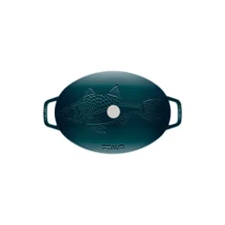 Plat à poisson fonte avec couvercle La Mer 32 x 20 cm