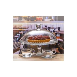 Plat à tarte sur pied avec cloche verre ø 32 cm