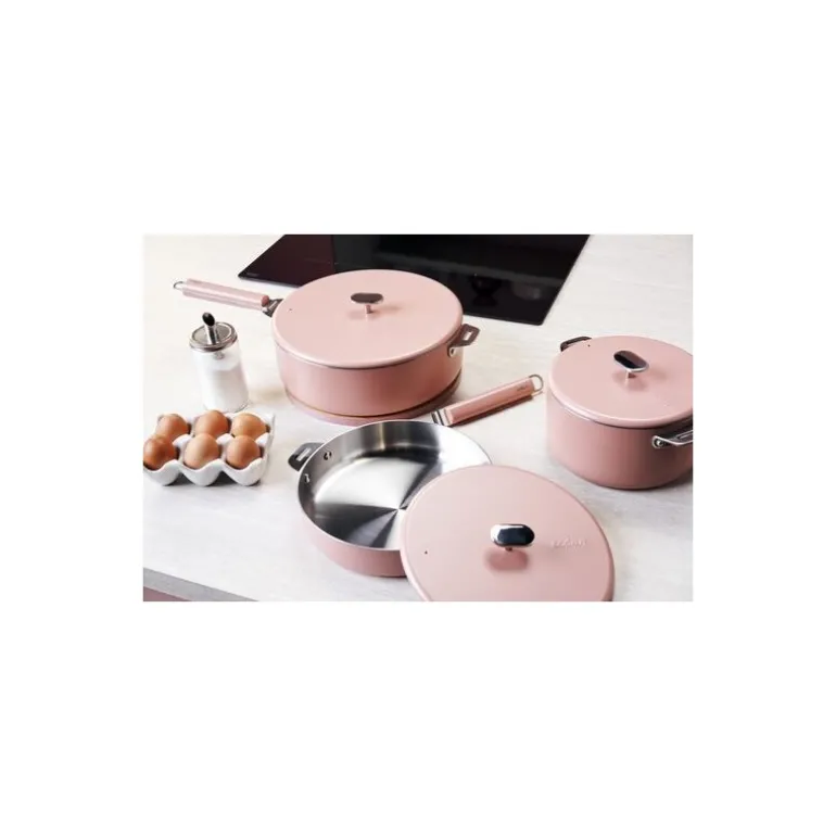 Poêle inox La Merveilleuse rose guimauve Ø 24 cm