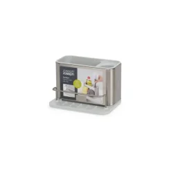 Porte éponge inox et gris béton 18 x 12 cm