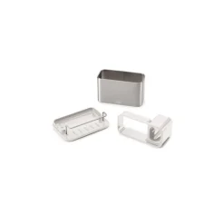 Porte éponge inox et gris béton 18 x 12 cm