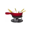 Service à fondue fonte rouge