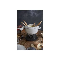 Service à fondue fonte truffe blanche Ø 20 cm