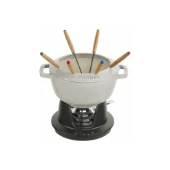 Service à fondue fonte truffe blanche Ø 20 cm