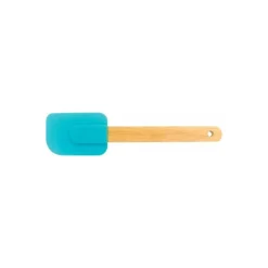 Spatule silicone bleu manche bois enfant